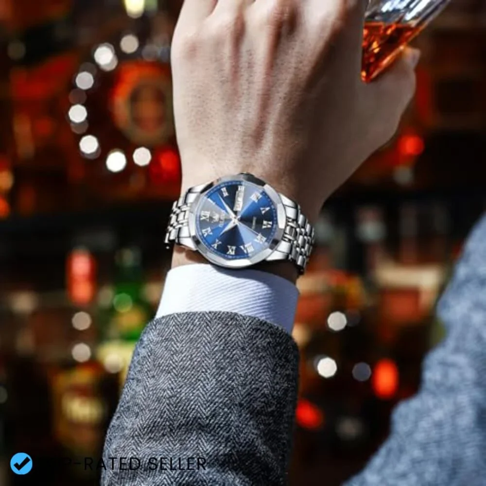 Men's Stainless Steel Dress Watch Analog Quartz Water Resistant Classic Minimal